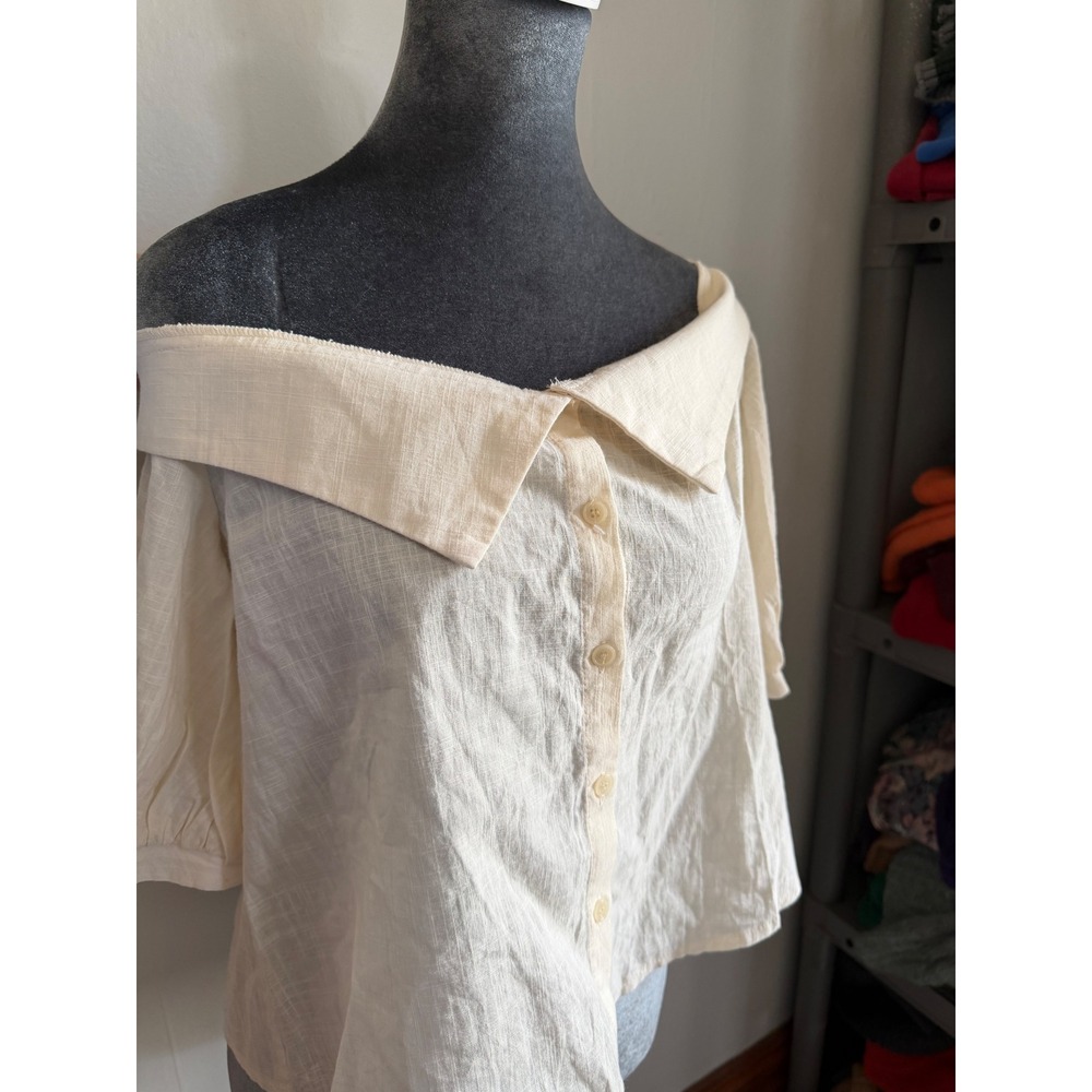 Cream Off Shoulder Puff Sleeve cotton Regencycore Cottagecore coastal Beachy